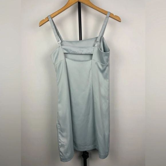 Urban Outfitters Baby Blue Wesley Satin Straight Neck Slip‎ Mini Dress - Picture 5 of 8